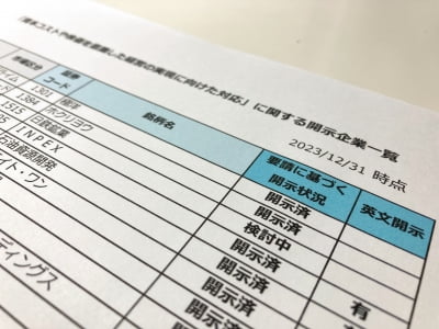 도쿄증권거래소, 기업 리스트 공개...PBR 대책 진정성 묻는다