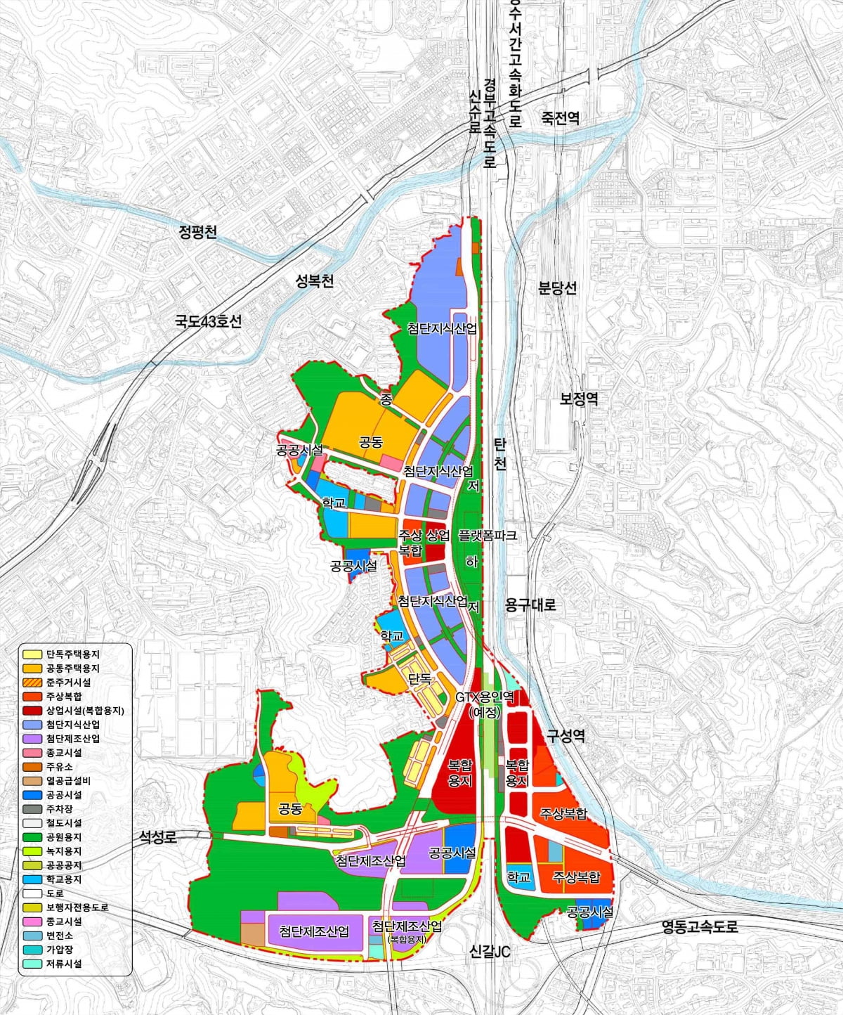 플랫폼시티 도시개발사업 토지이용계획도. 출처: 용인시