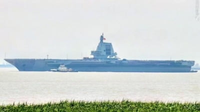 "中항모 푸젠함 3차 시험항해 나서"…갑판엔 J-15 함재기
