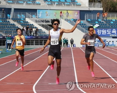 나마디 조엘진, 남자 100ｍ 한국 고등부 신기록…10초35
